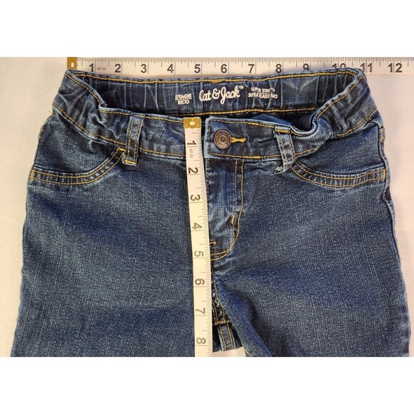 Cat & Jack Jeans Girls Size 10 Straight Skinny Denim Dark Blue - Picture 4 of 7